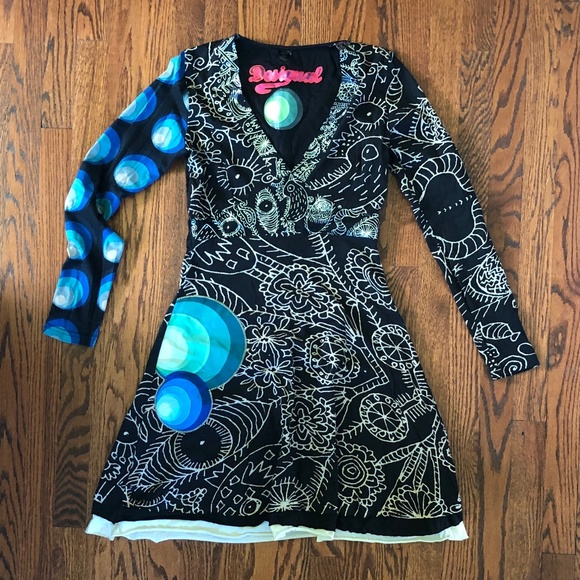 Desigual Dresses & Skirts - Desigual - 100% Cotton Dress - Black/Multi - Size M
